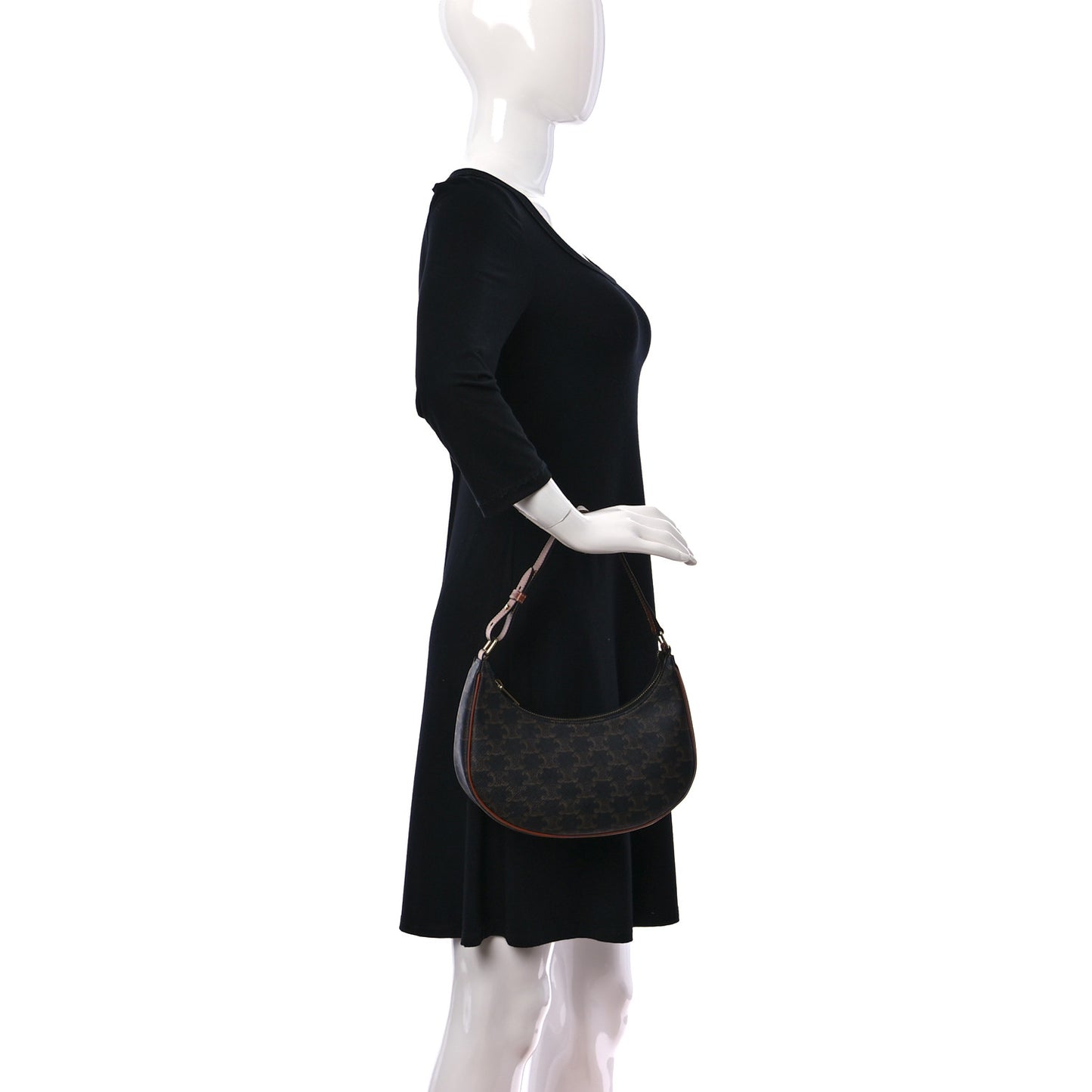 Triomphe Canvas Calfskin Ava Shoulder Bag Tan