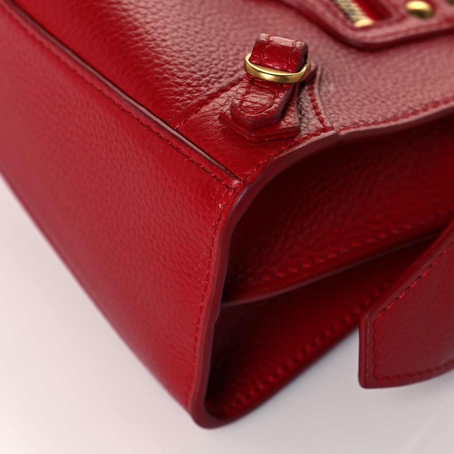 Grained Calfskin Neo Classic Gold Hardware Nano City Crossbody Medium Red