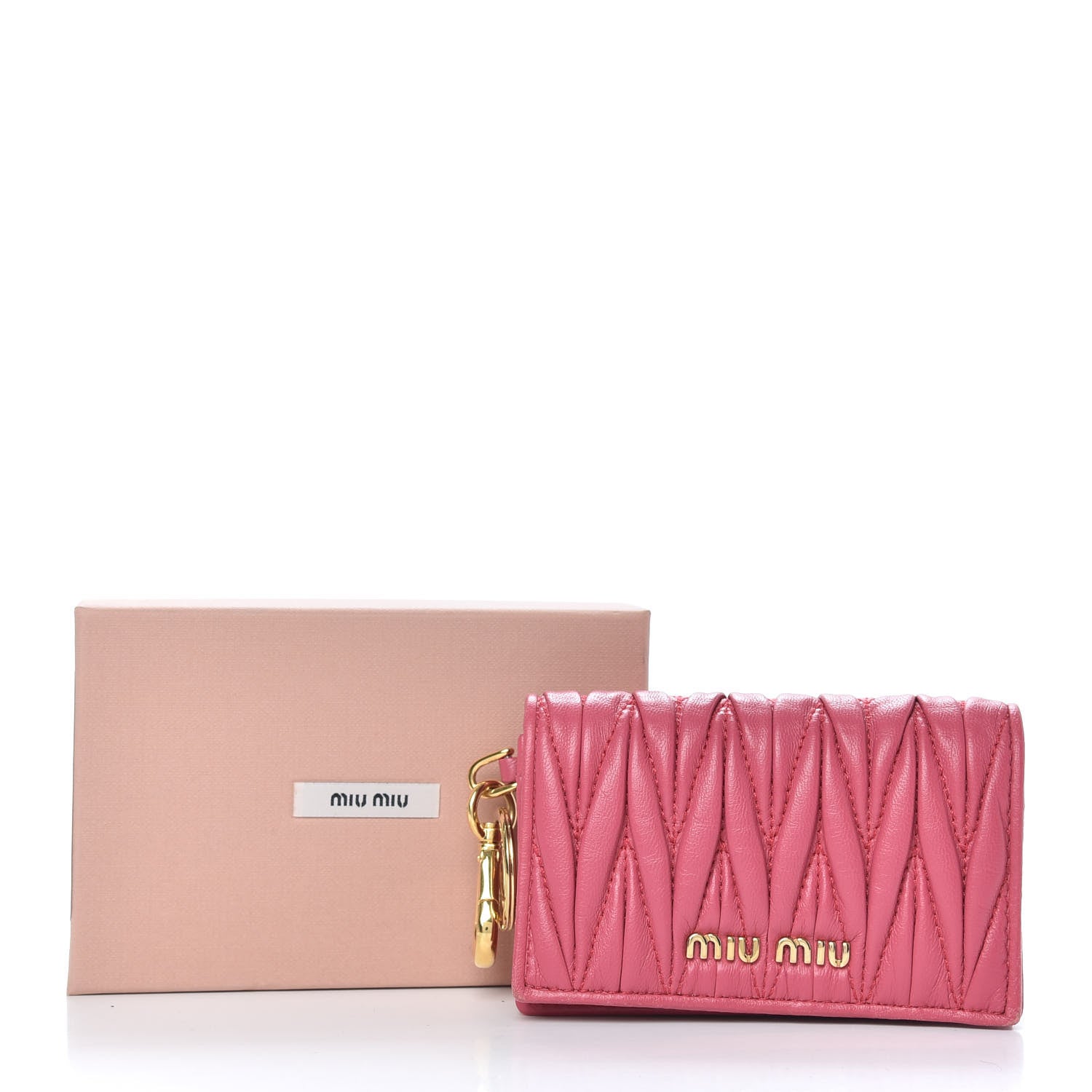 Miu Miu Nappa Matelasse Flap Card Holder Key Ring Peonia 10 of 10