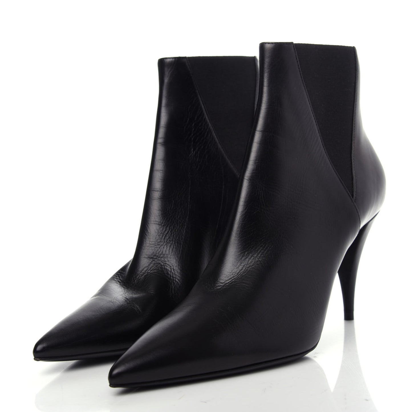 Calfskin Kiki Chelsea Pointed Toe Ankle Boots 37.5 Black