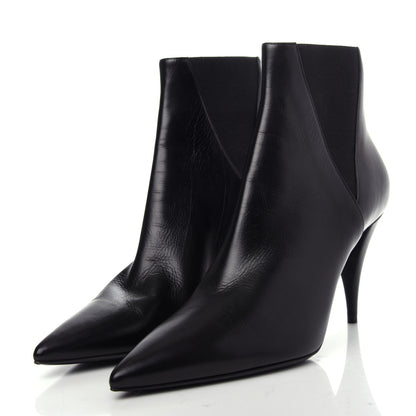 Saint Laurent Calfskin Kiki Chelsea Pointed Toe Ankle Boots 37.5 Black 3 of 9