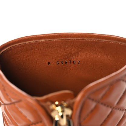 Chanel Calfskin Quilted CC Logo Mid Calf Boots 38.5 Caramel 8 of 12
