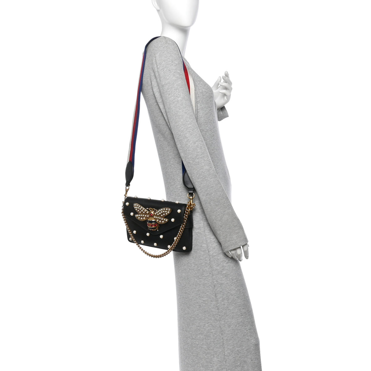 Gucci Nappa Pearl Studded Mini Queen Margaret Broadway Shoulder Bag Black 2 of 10
