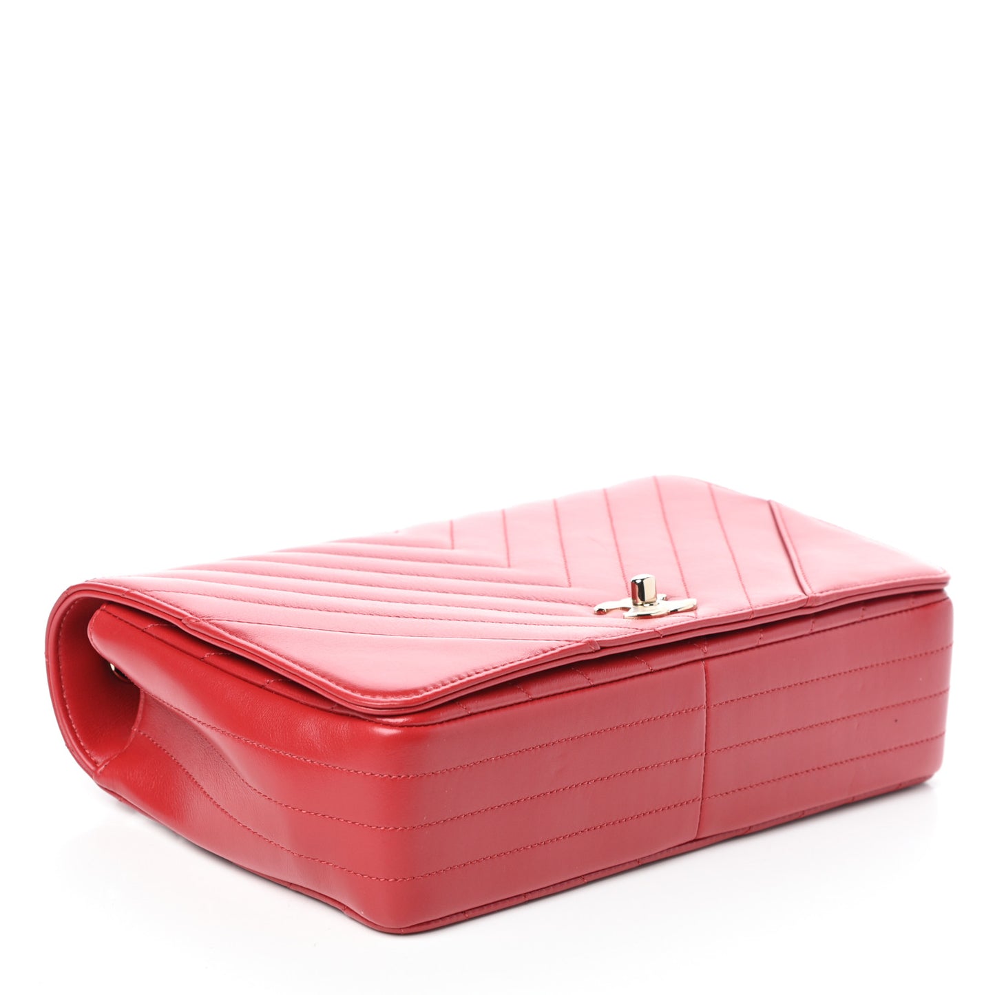 Calfskin Chevron Quilted Large Statement Flap Red