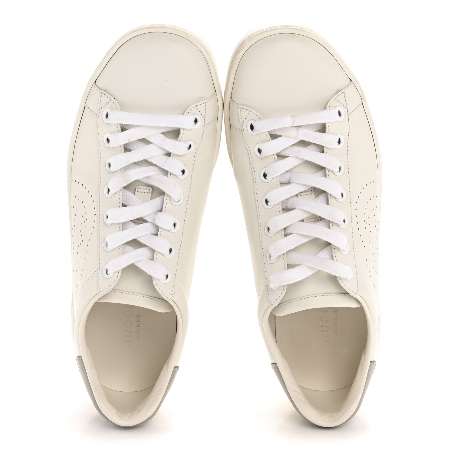 Gucci Calfskin Interlocking G Perforated Womens Ace Sneakers 36.5 White Grey Sky 2 of 11