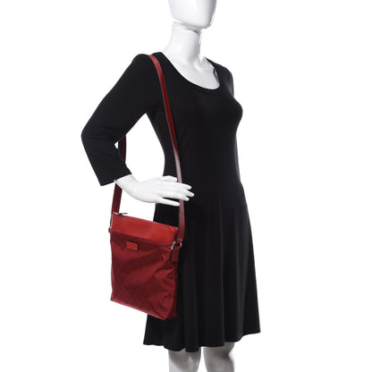 Gucci Nylon Monogram Dollar Calfskin Flat Messenger Bag Vibrant Red 2 of 11