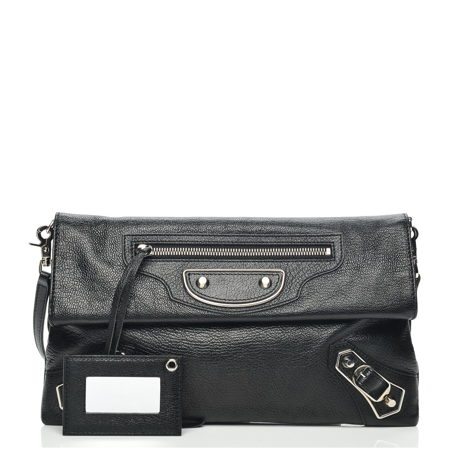 Balenciaga Chevre Silver Metallic Edge Hardware Envelope Clutch Black 1 of 7