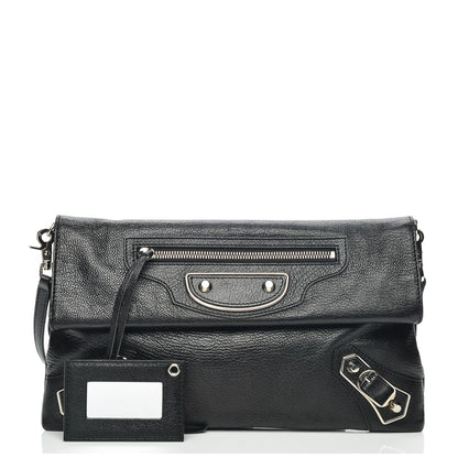 Balenciaga Chevre Silver Metallic Edge Hardware Envelope Clutch Black 1 of 7