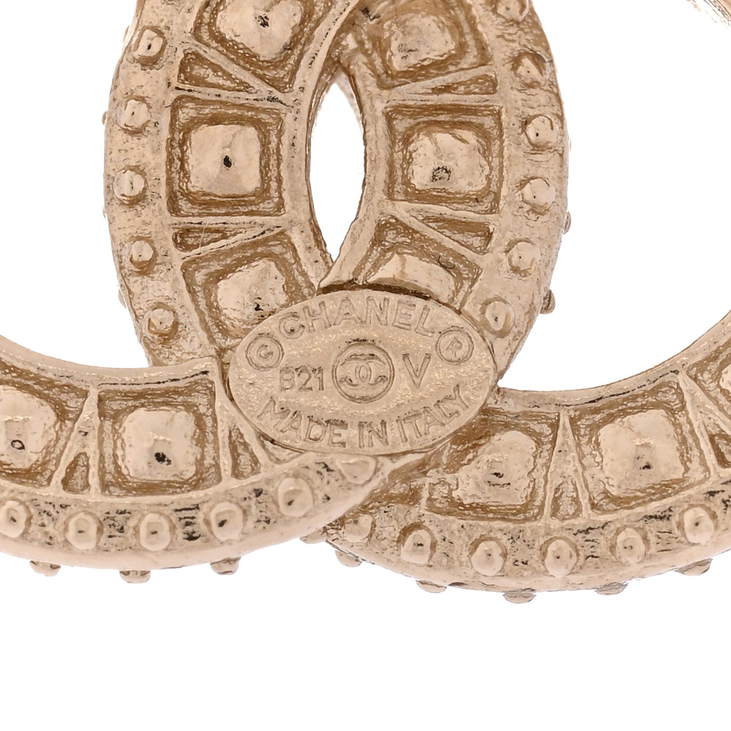 Chanel Crystal Timeless CC Earrings Light Gold 4 of 5