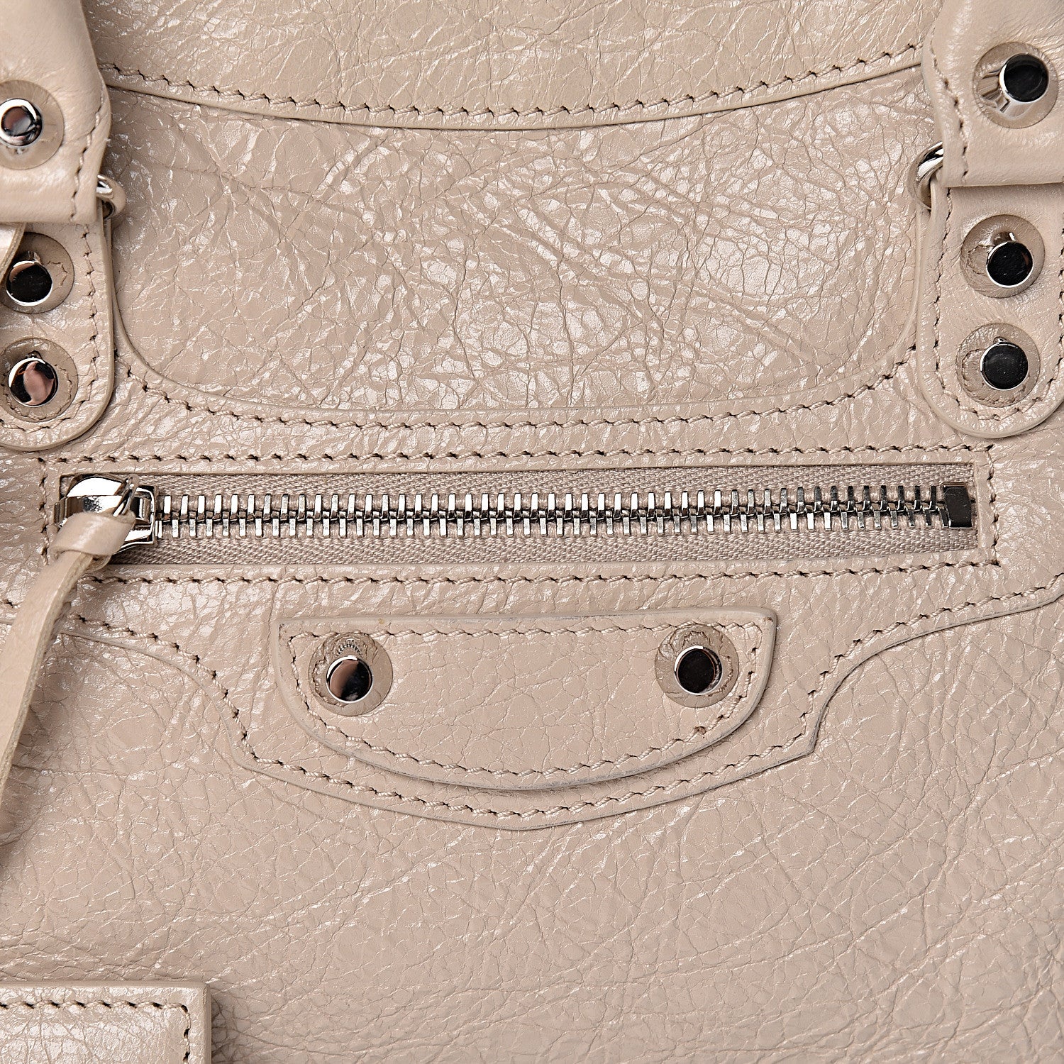 Balenciaga Agneau Classic Silver Hardware S City Logo Strap Light Beige Black 10 of 10