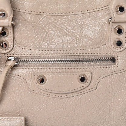 Balenciaga Agneau Classic Silver Hardware S City Logo Strap Light Beige Black 10 of 10