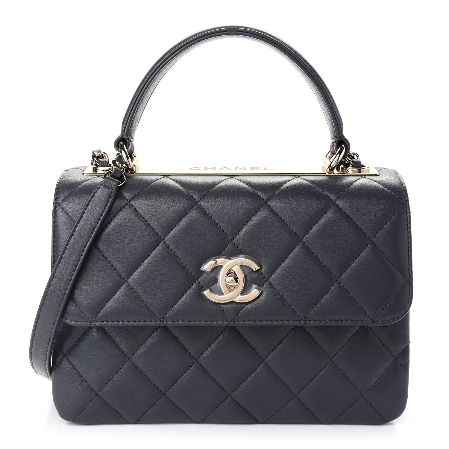 Chanel Lambskin Quilted Small Trendy CC Dual Handle Flap Bag Dark Grey 1 of 8