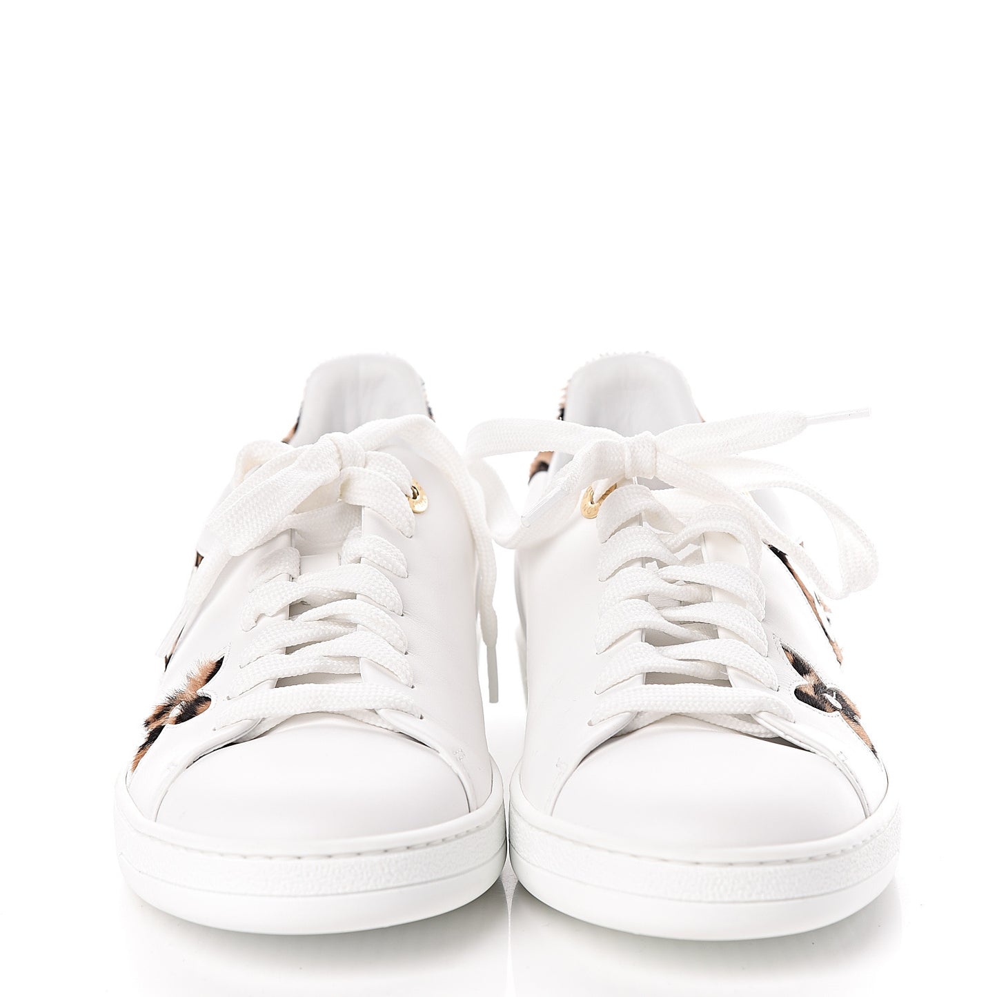 Calfskin Calf Hair Monogram Giant Jungle Frontrow Sneakers 37.5 White