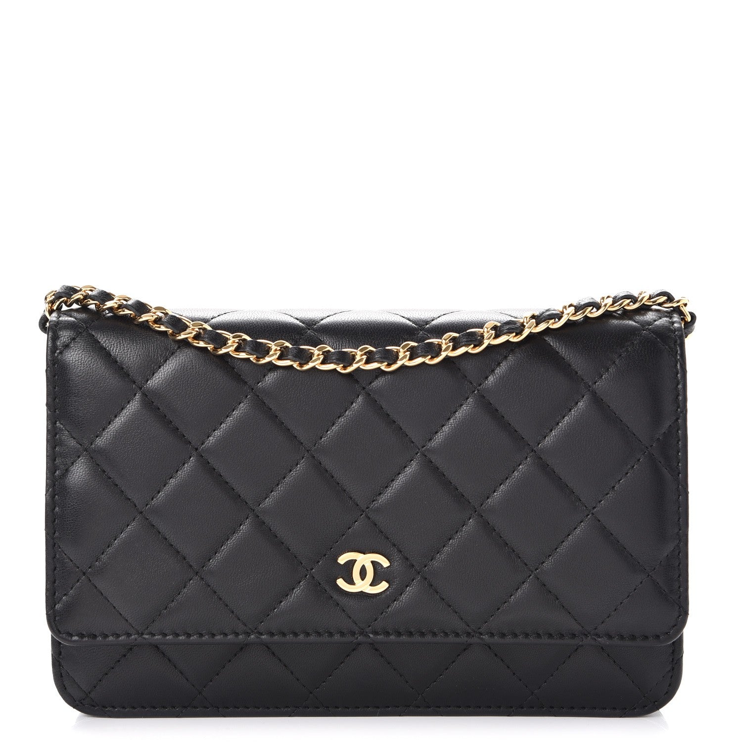 Chanel Lambskin Quilted Wallet On Chain WOC Black 1 of 9