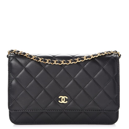 Chanel Lambskin Quilted Wallet On Chain WOC Black 1 of 9