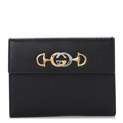 Gucci Grainy Calfskin Zumi Flap Card Case Black 1 of 7
