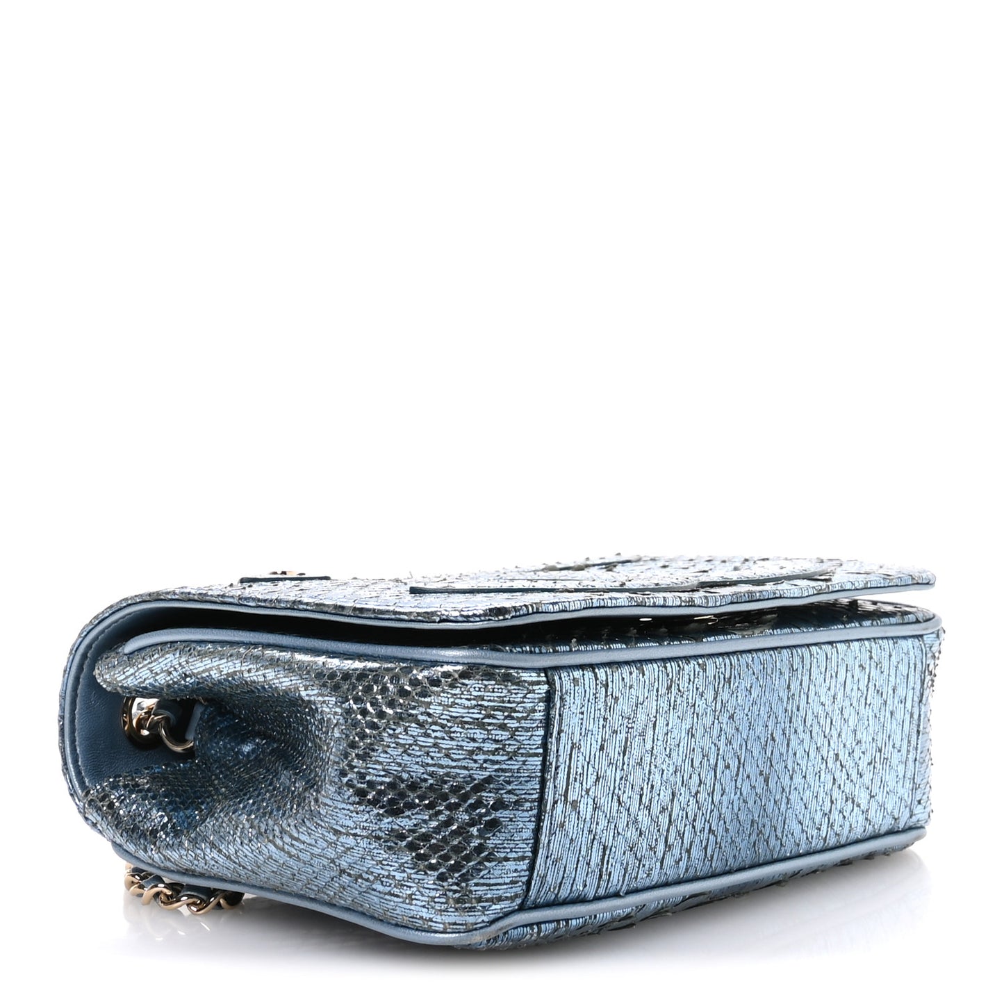 Metallic Snakeskin CC Flap Bag Blue