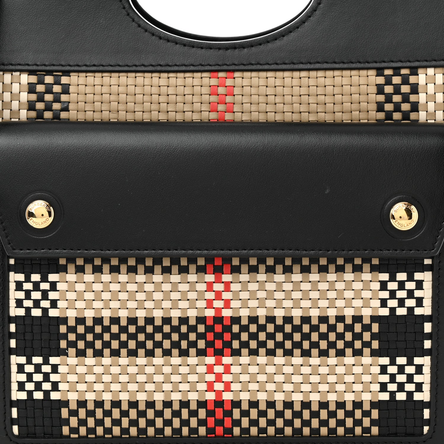 Burberry Calfskin Check Mini Pocket Bag Black 8 of 12