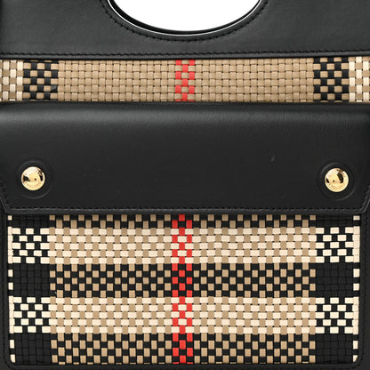 Burberry Calfskin Check Mini Pocket Bag Black 8 of 12