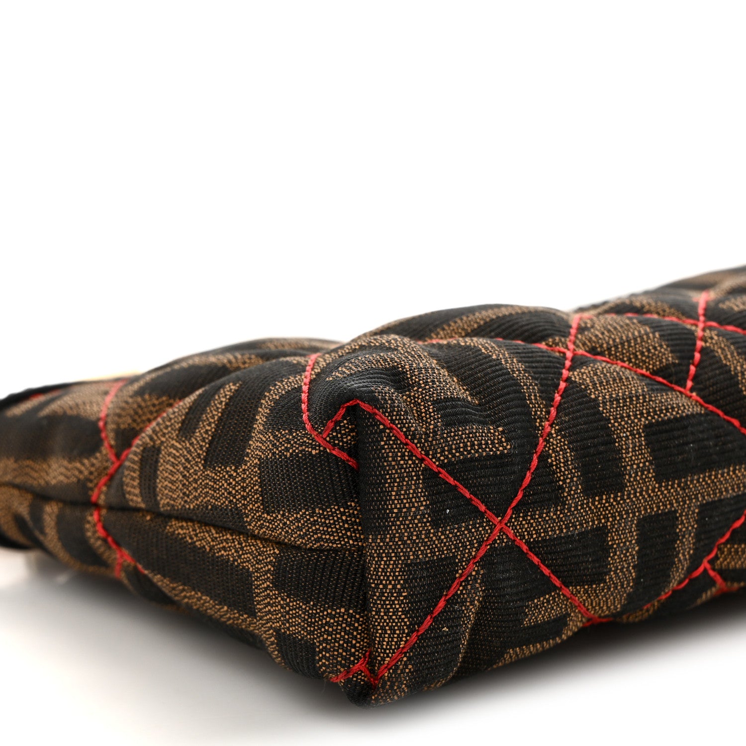 Fendi Zucca Quilted Pochette Tobacco Red 10 of 12