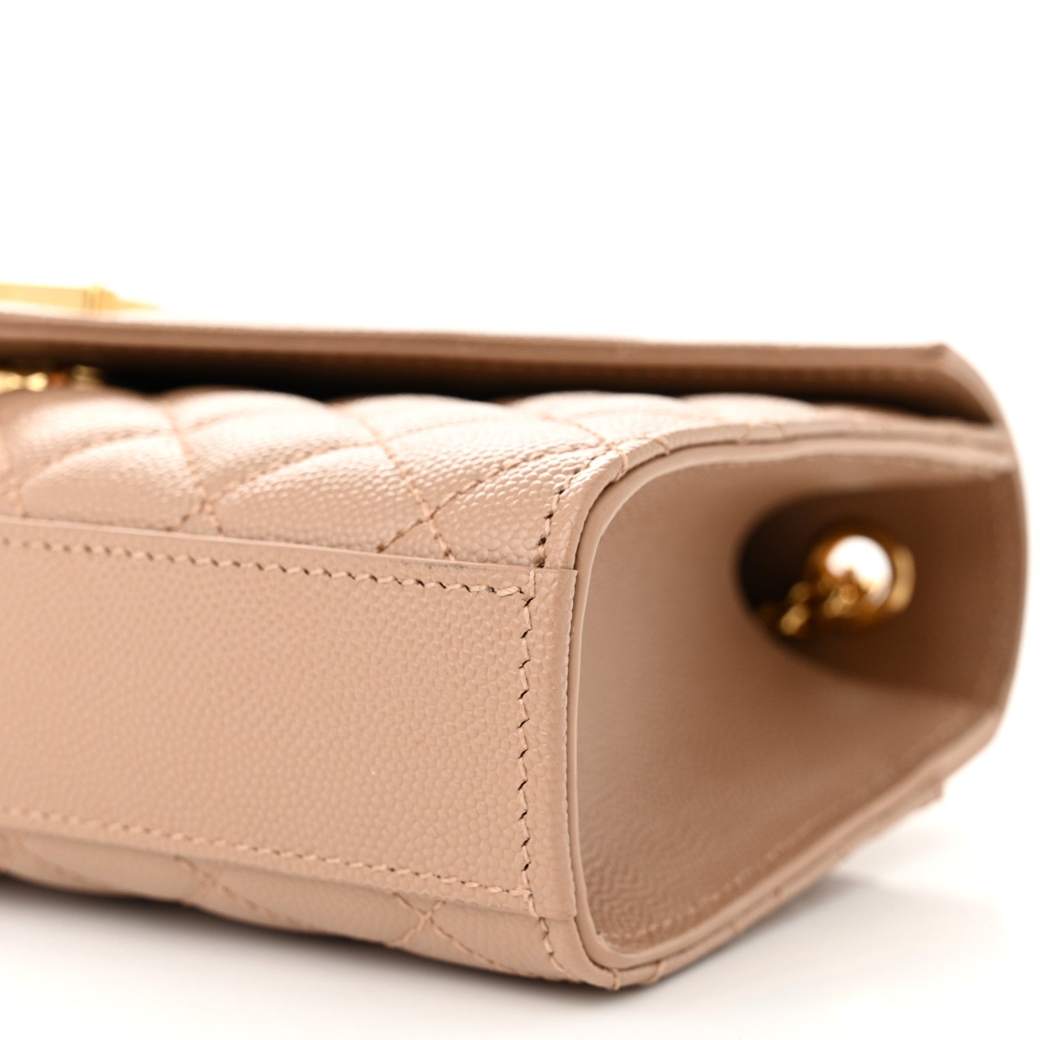 Saint Laurent Grain De Poudre Textured Mixed Matelasse Triquilt Small Monogram Satchel Dark Beige 9 of 9