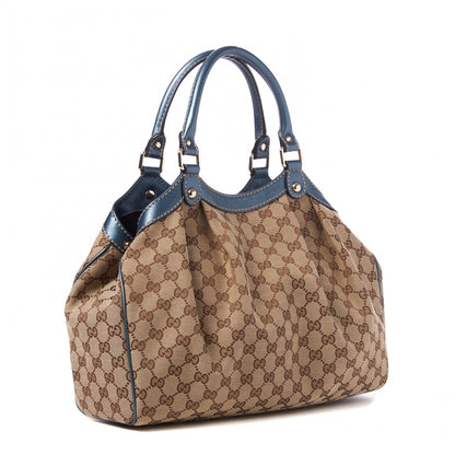 Gucci Monogram Medium Sukey Tote Metallic Blue 2 of 8