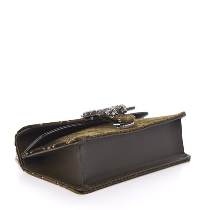 Gucci Velvet Moon Calfskin Crystal GG Monogram Small Dionysus Shoulder Bag Dark Olive Rose Gold 4 of 10