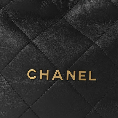 Chanel Aged Lambskin Shearling Quilted Small Chanel 22 Black 9 of 11