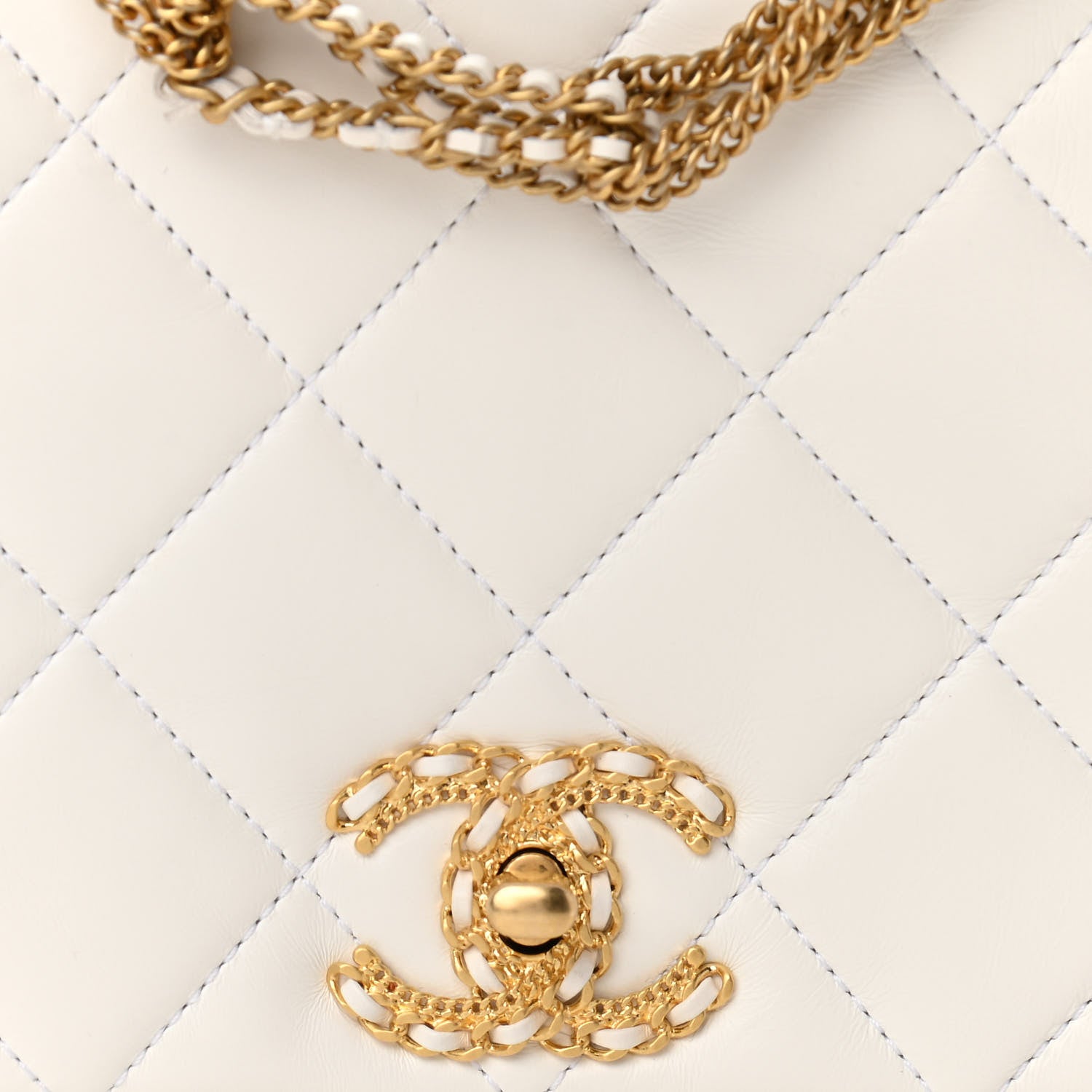 Chanel Lambskin Quilted Chain Flap White 8 of 12