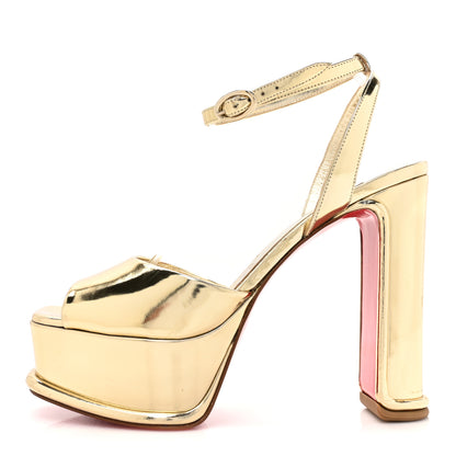 Christian Louboutin Metallic Patent Amali Alta 130 Platform Sandals 40 Black 1 of 9