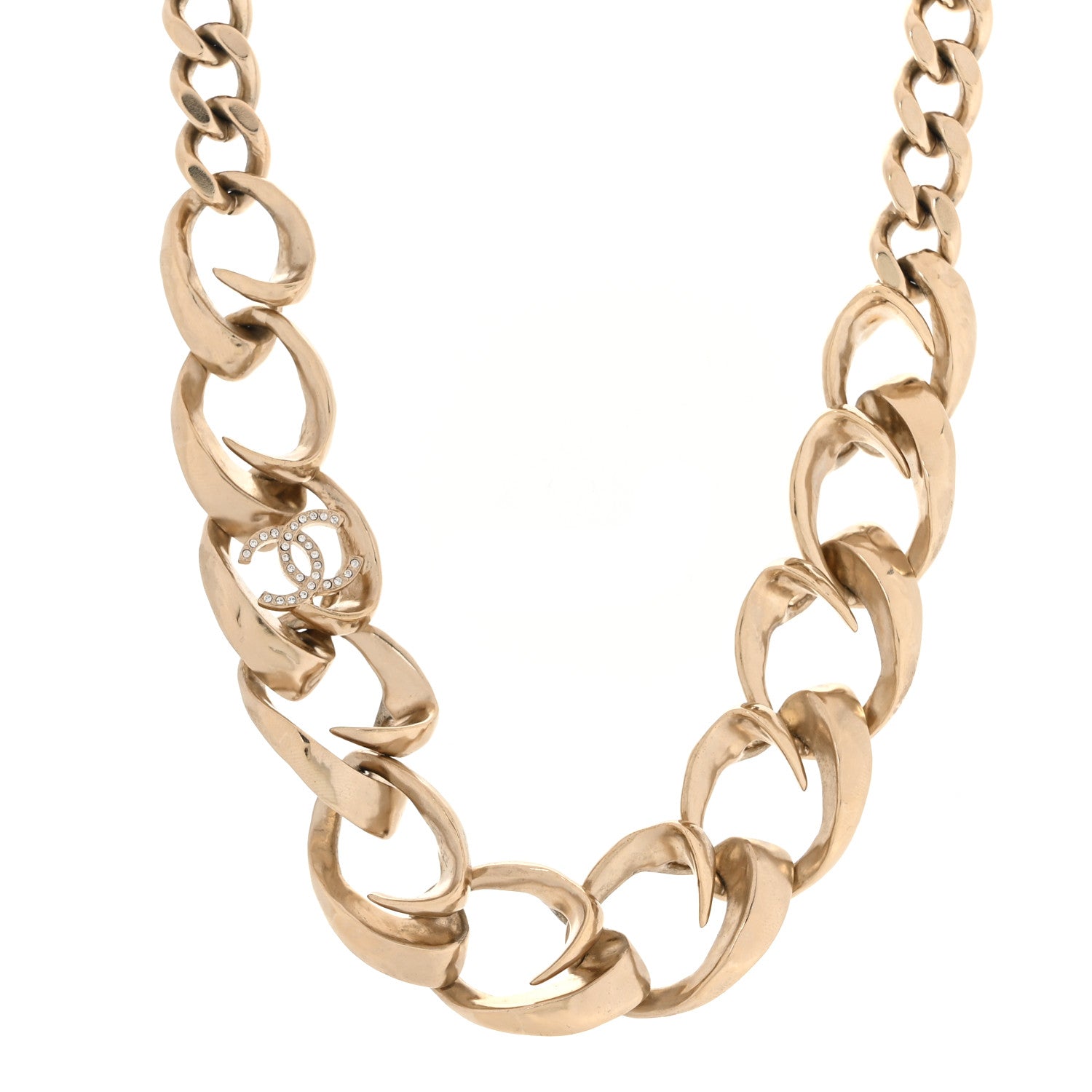 Chanel Crystal CC Chain Choker Necklace Gold 1 of 5