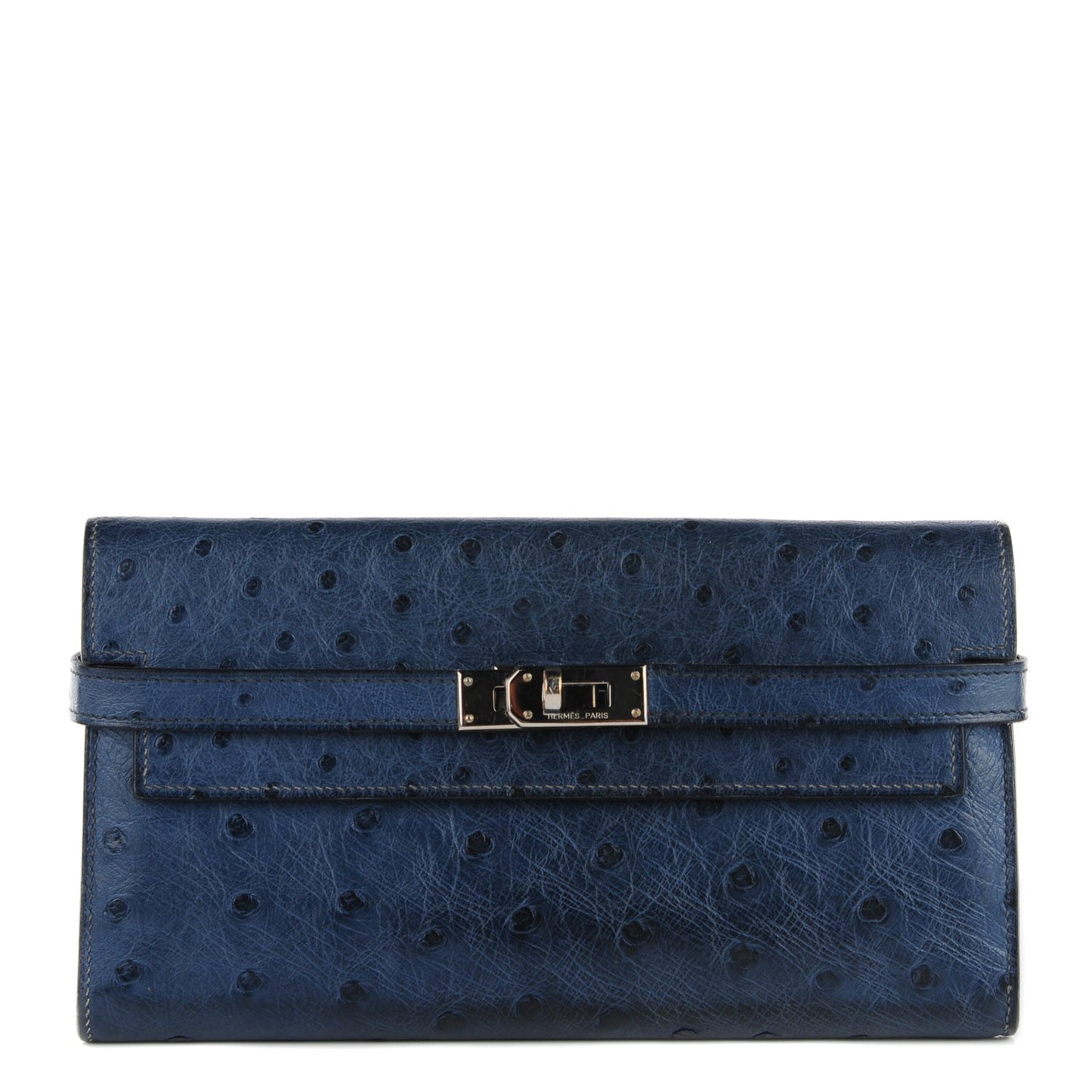 Ostrich Kelly Longue Wallet Bleu Roi