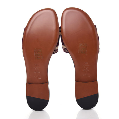 Christian Dior Canvas Embroidered Dway Mules Slide Sandals 38.5 Burgundy 6 of 11