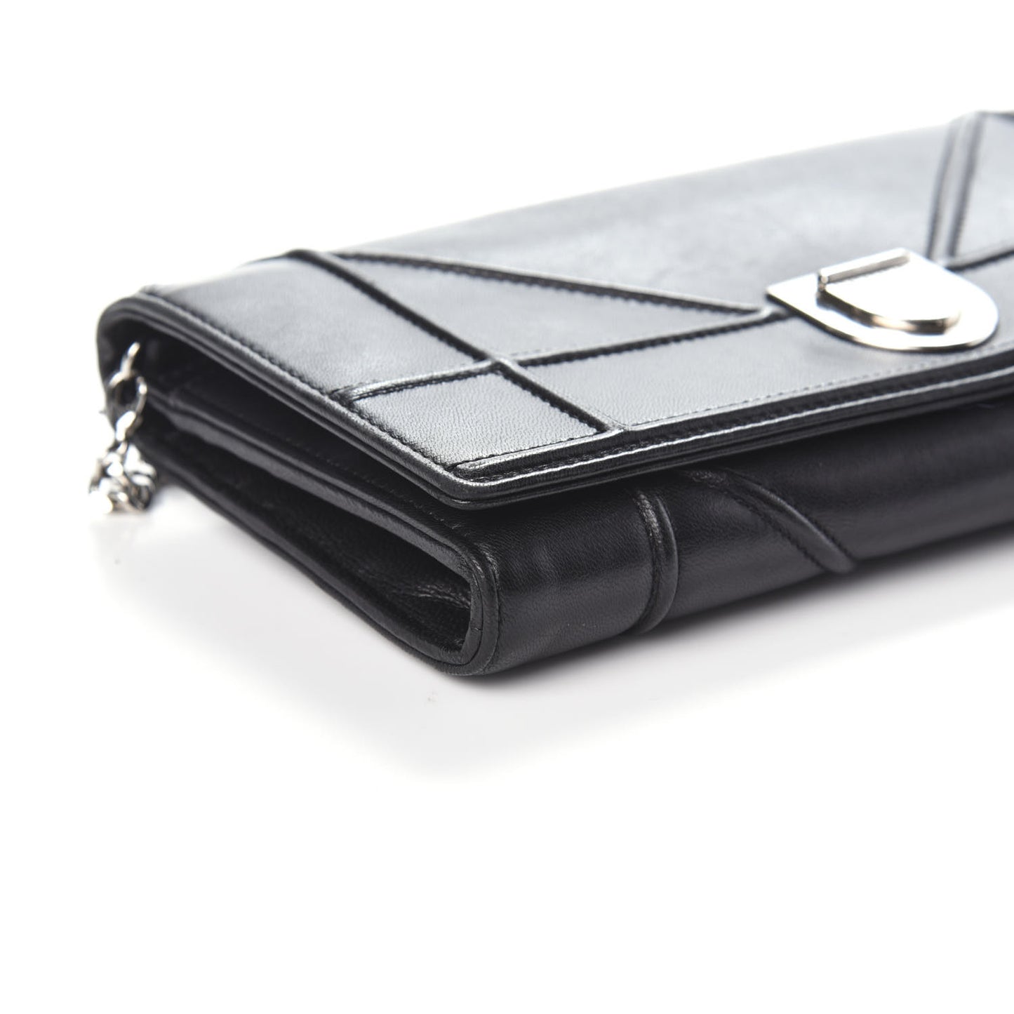 Lambskin Diorama Croisiere Chain Wallet Black