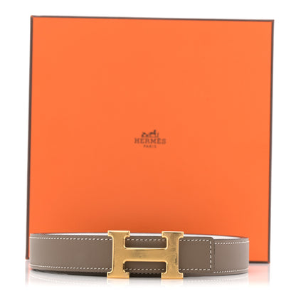 Hermes Epsom Swift 24mm Mini Constance H Belt 90 36 White Etoupe 6 of 6