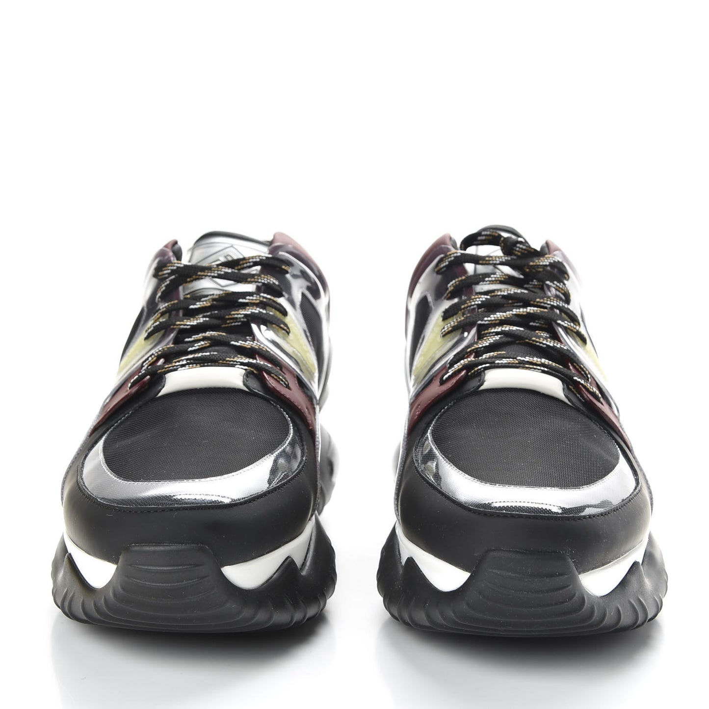 Technical Mesh Calfskin PVC Mens Chunky Sneakers 11 Black Multicolor