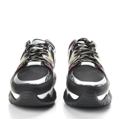 Fendi Technical Mesh Calfskin PVC Mens Chunky Sneakers 11 Black Multicolor 2 of 9