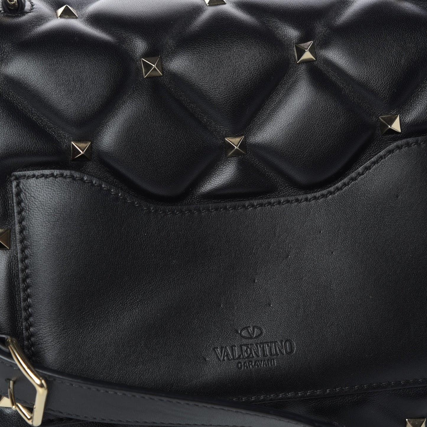 Lambskin VLTN Print Candystud Top Handle Bag Black