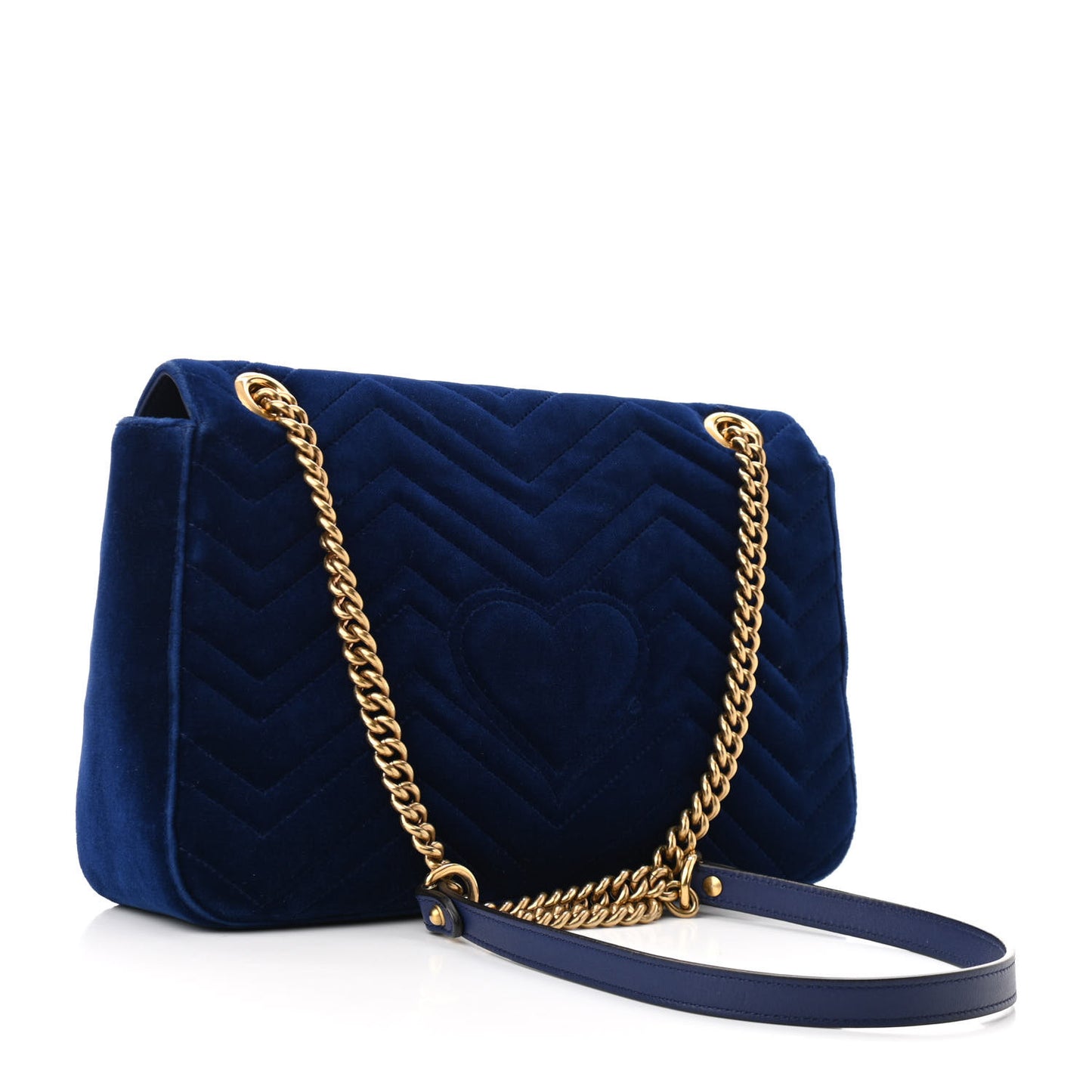 Velvet Matelasse Medium GG Marmont Shoulder Bag Cobalt Blue