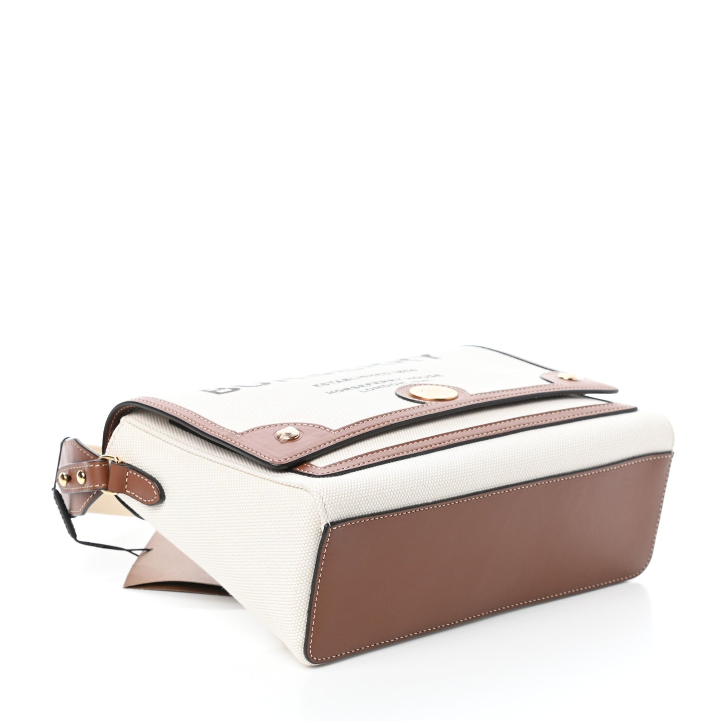 Canvas Horseferry Print Note Crossbody Bag Natural Tan