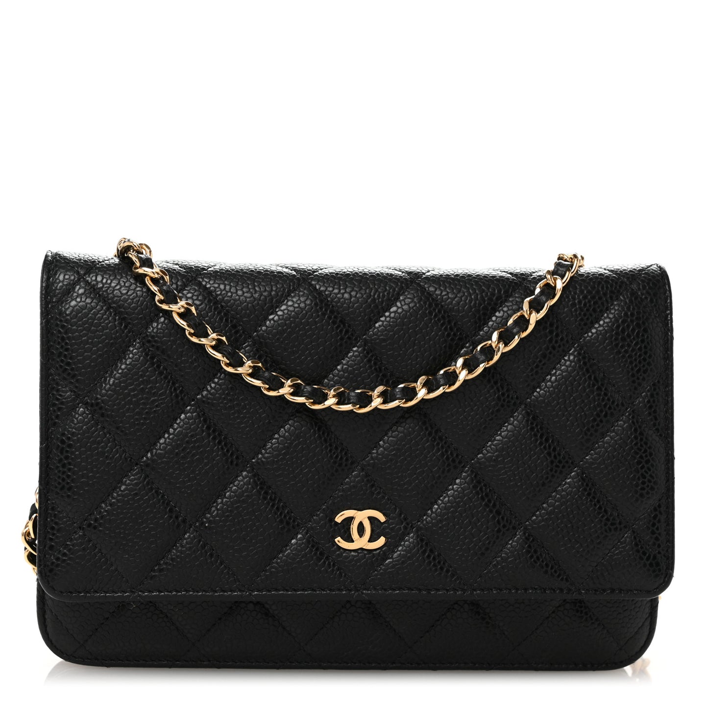 Caviar Quilted Wallet on Chain WOC Black