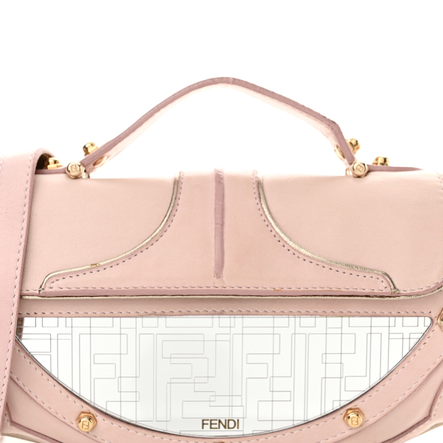 Fendi Nappa Flipping Mini Vanity Mirror Clutch Rose 1541717