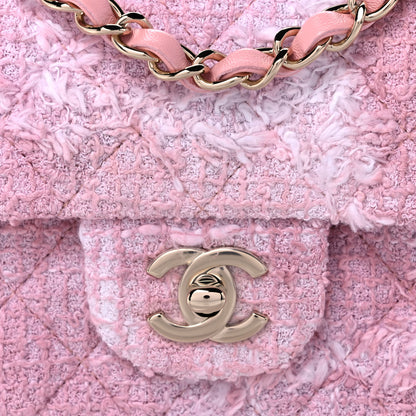 Chanel Tweed Quilted Mini Rectangular Flap Light Pink White 10 of 11