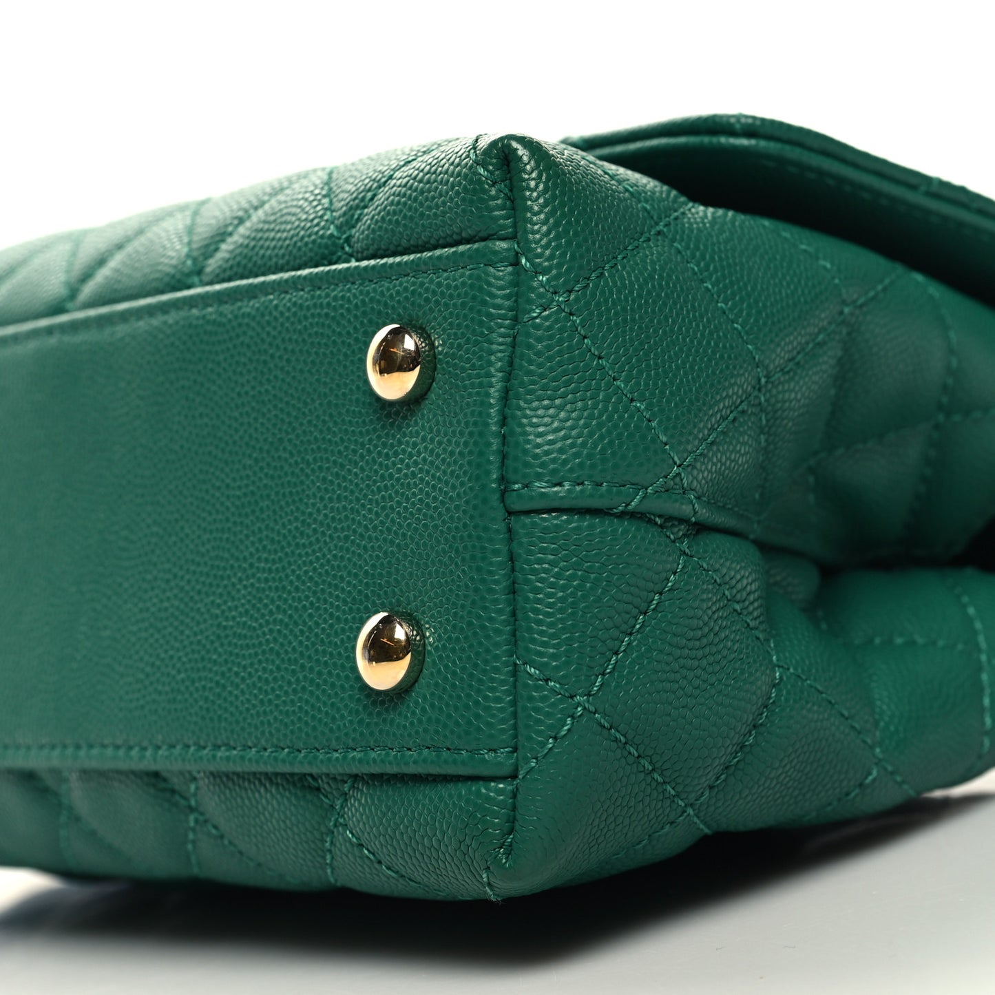 Caviar Quilted Mini Coco Handle Flap Green