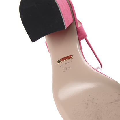 Gucci Kid Scamosciato GG Marmont Ankle Wrap 75mm Sandals 37 Hot Pink 6 of 8