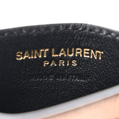 Saint Laurent Metallic Grain De Poudre Matelasse Chevron Monogram Credit Card Case Piombo 6 of 9