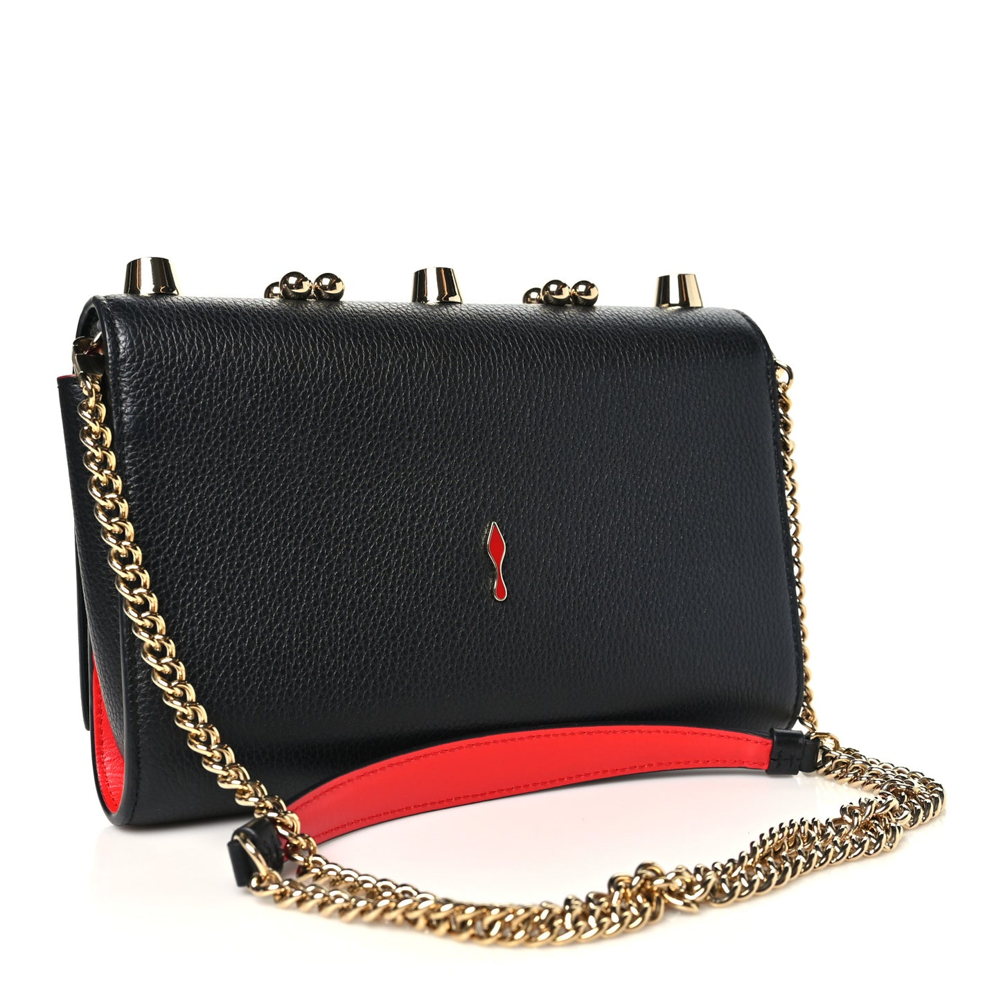 Calfskin Spikes Paloma Wallet On Chain Black
