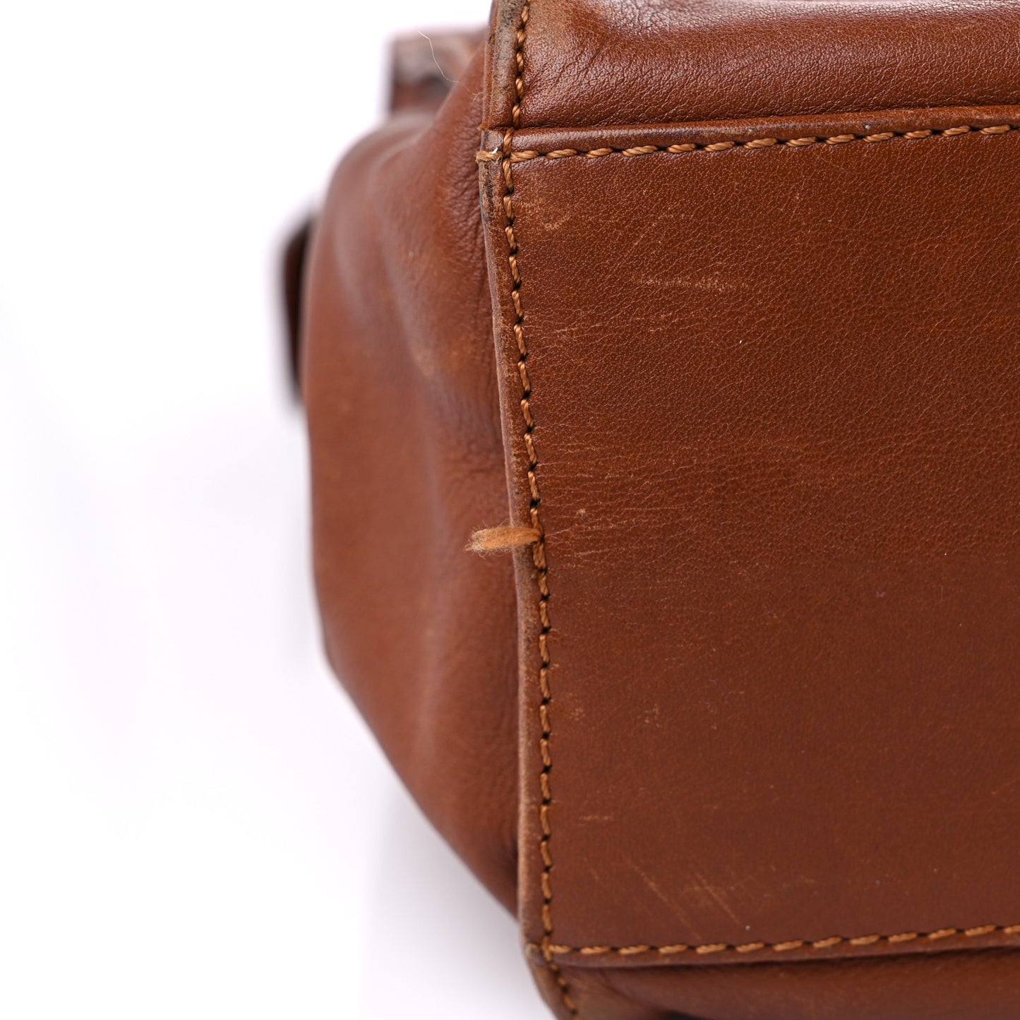 Lambskin CC Stitched Logo Tote Brown