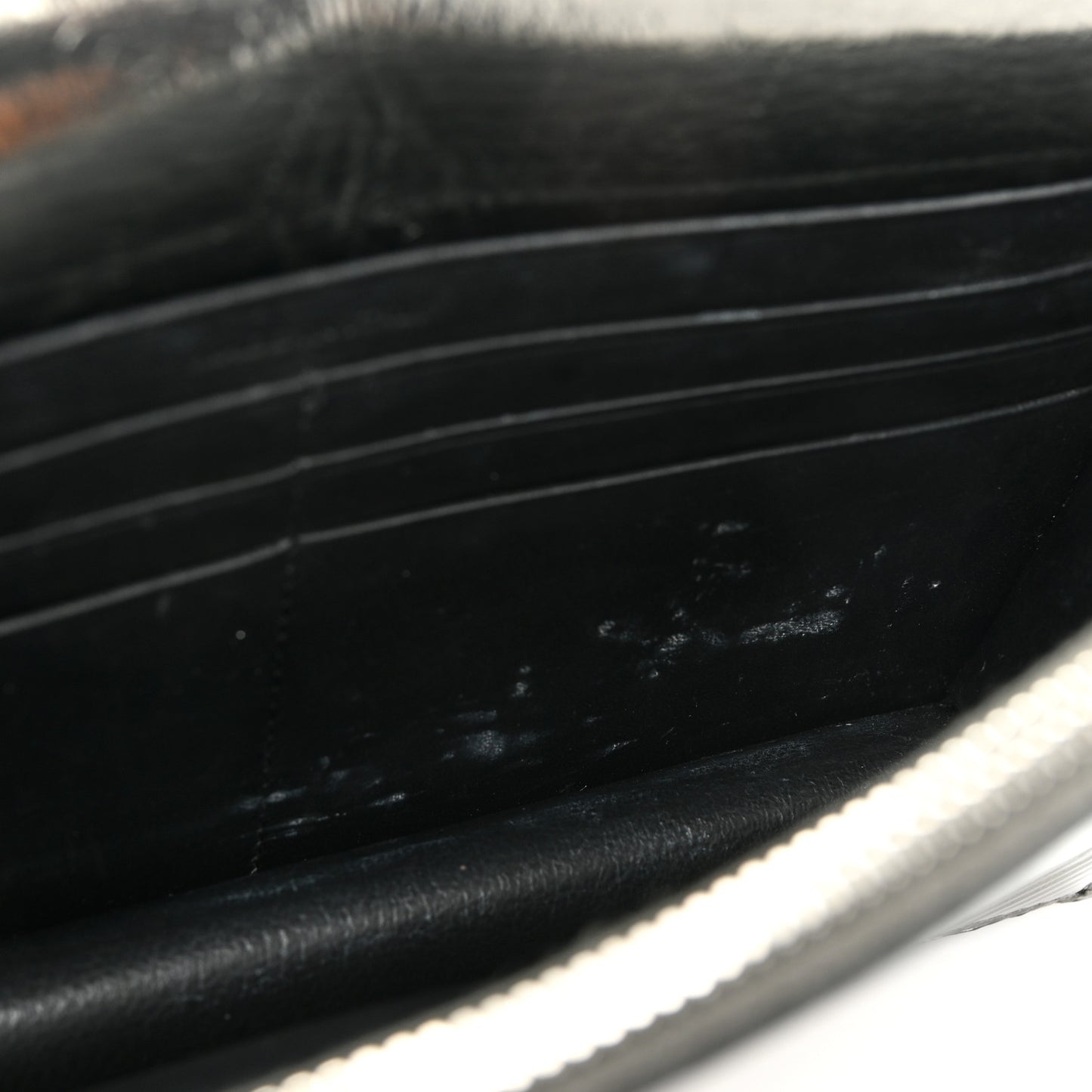 Metallic Crackled Calfskin Kate Monogram Tassel Chain Wallet Antracite Black