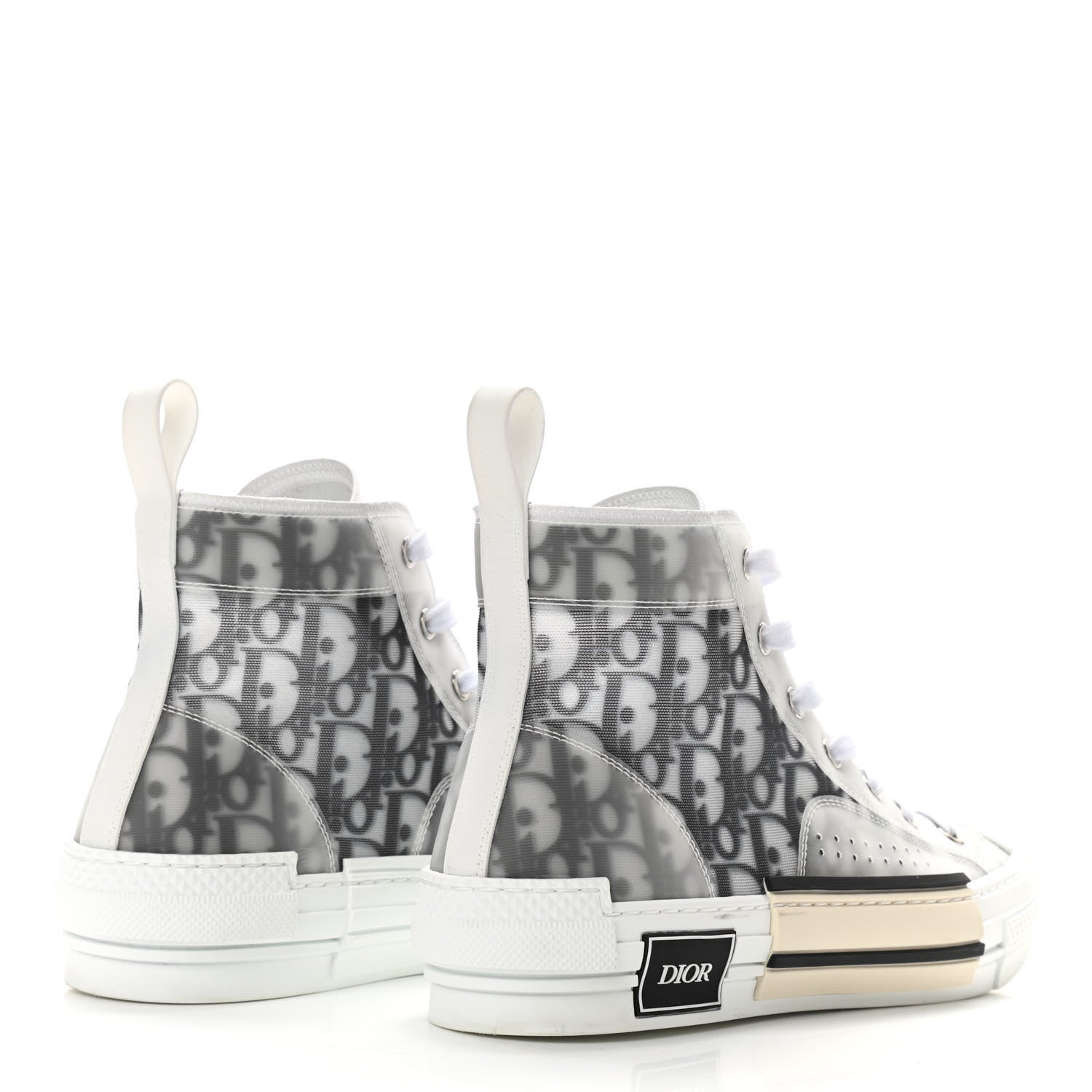 Christian Dior Technical Canvas Oblique Mens B23 High Top Sneakers 41 White Black 4 of 9